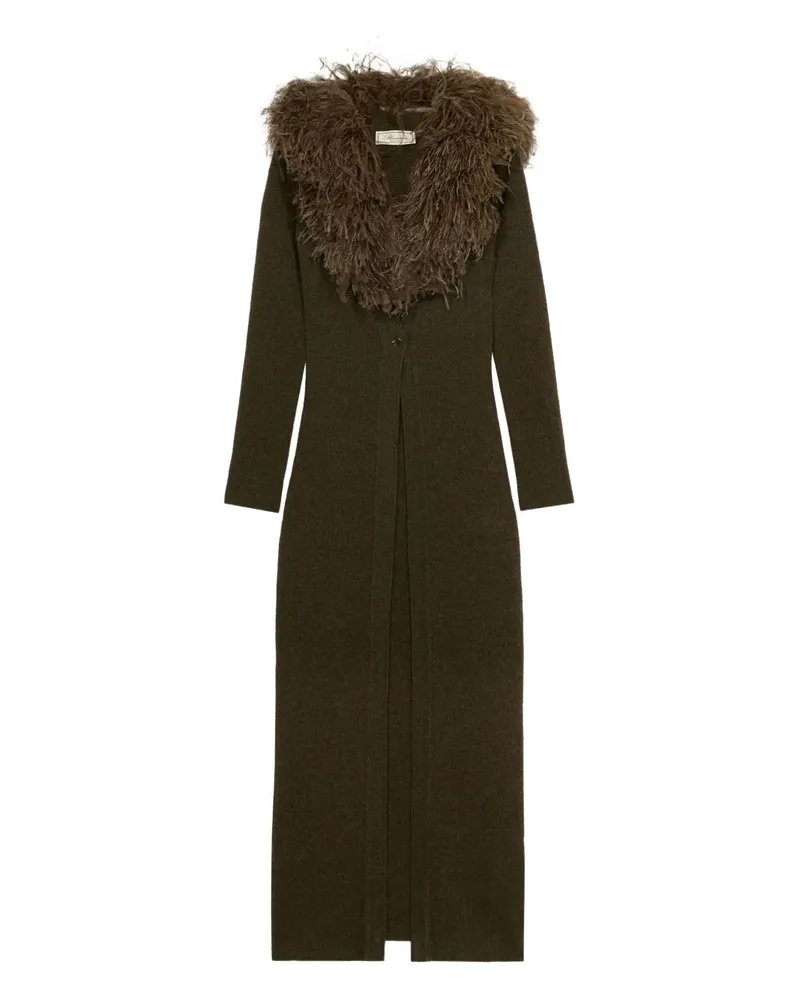 Blumarine Langer Cardigan mit Federn - Grün Grün