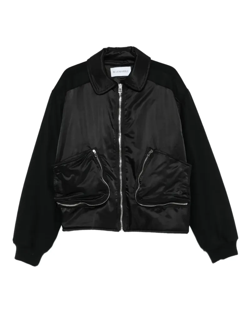 BLUEMARBLE zip-front wool-sleeve bomber jacket - Schwarz Schwarz
