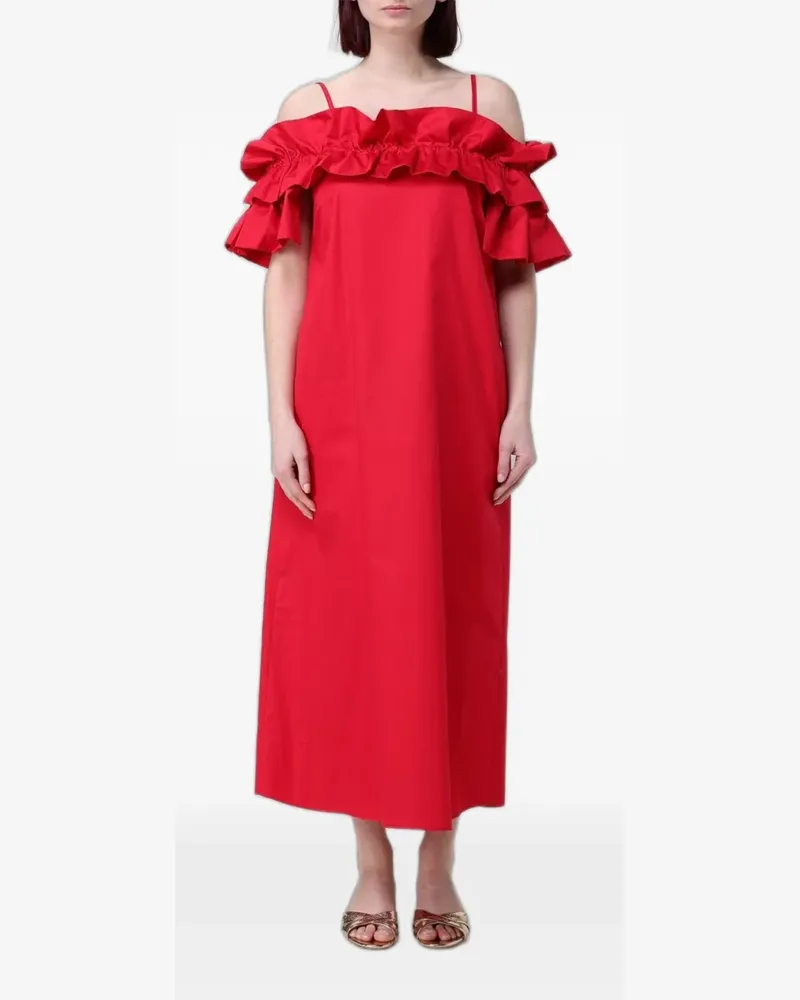 Hanita Schulterfreies Kleid mit Rüschen - Rot Rot