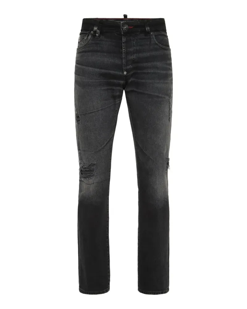 Philipp Plein Jeans in Distressed-Optik - Schwarz Schwarz