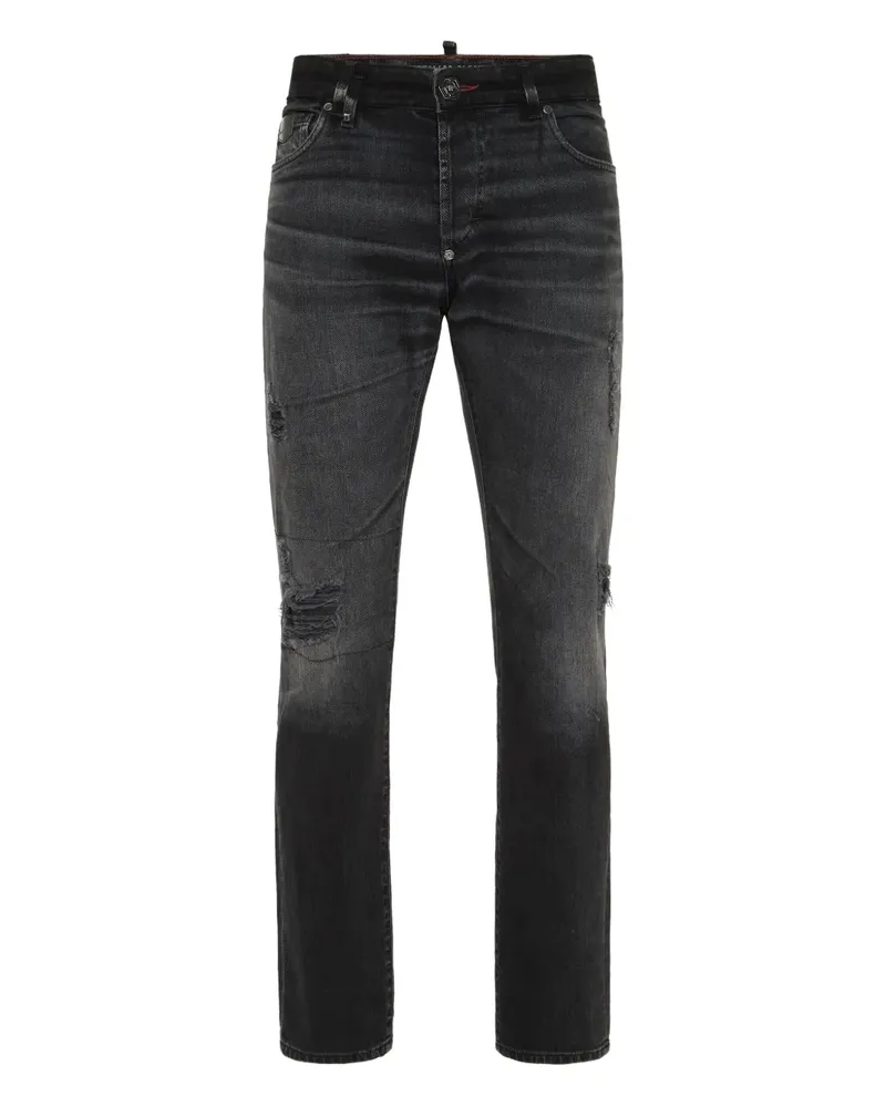 Philipp Plein Jeans in Distressed-Optik - Schwarz Schwarz