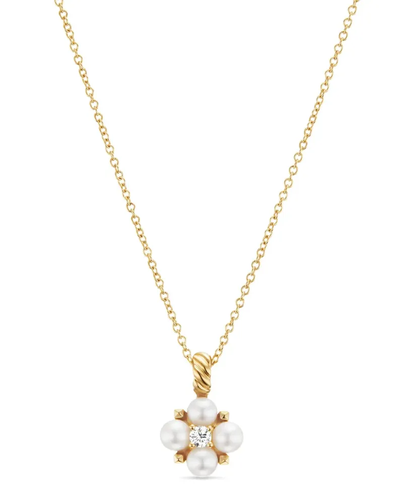 David Yurman 18kt Petite Modern Renaissance Gelbgoldhalskette mit Diamanten (1,1mm Gold