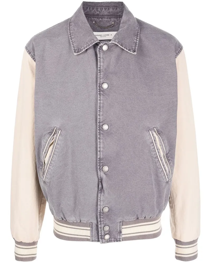 Golden Goose Bomberjacke mit Logo-Print Grau