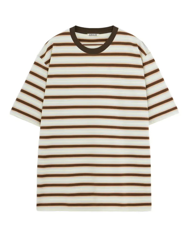 AURALEE striped short-sleeve T-shirt - Nude Nude