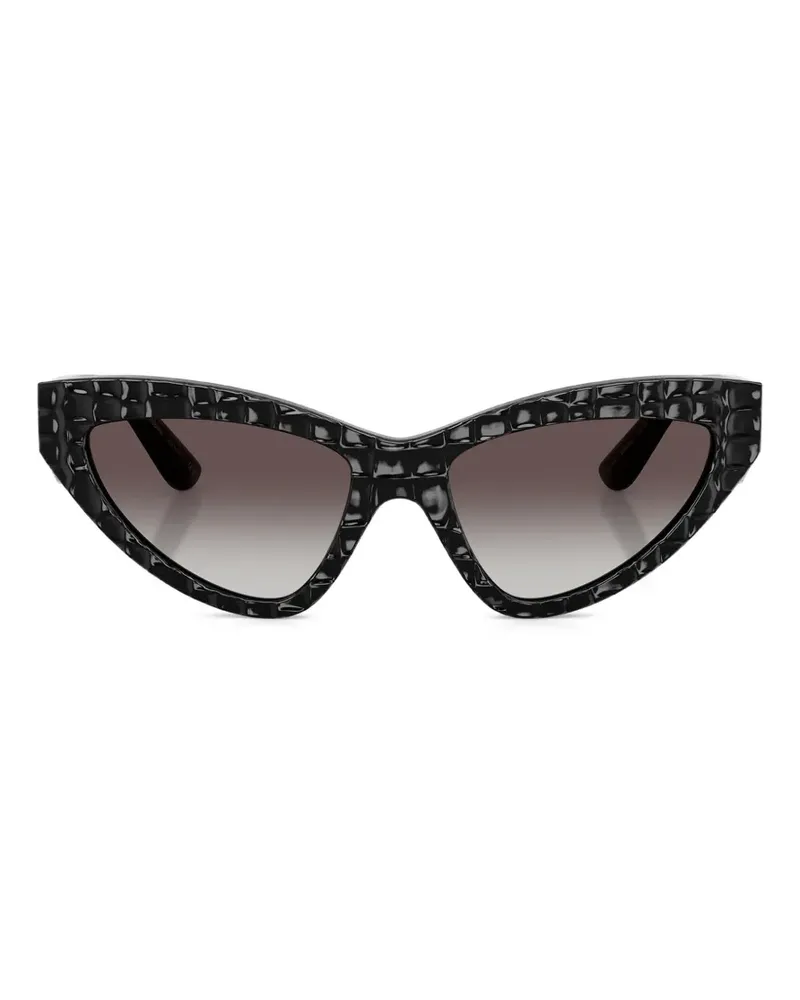 Dolce & Gabbana Strukturierte Sonnenbrille mit Logo - Schwarz Schwarz