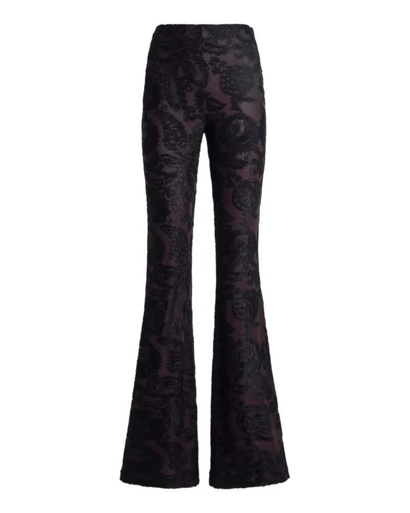 Etro flared trousers in chenille jacquard with Paisley foliage motif - Violett Violett