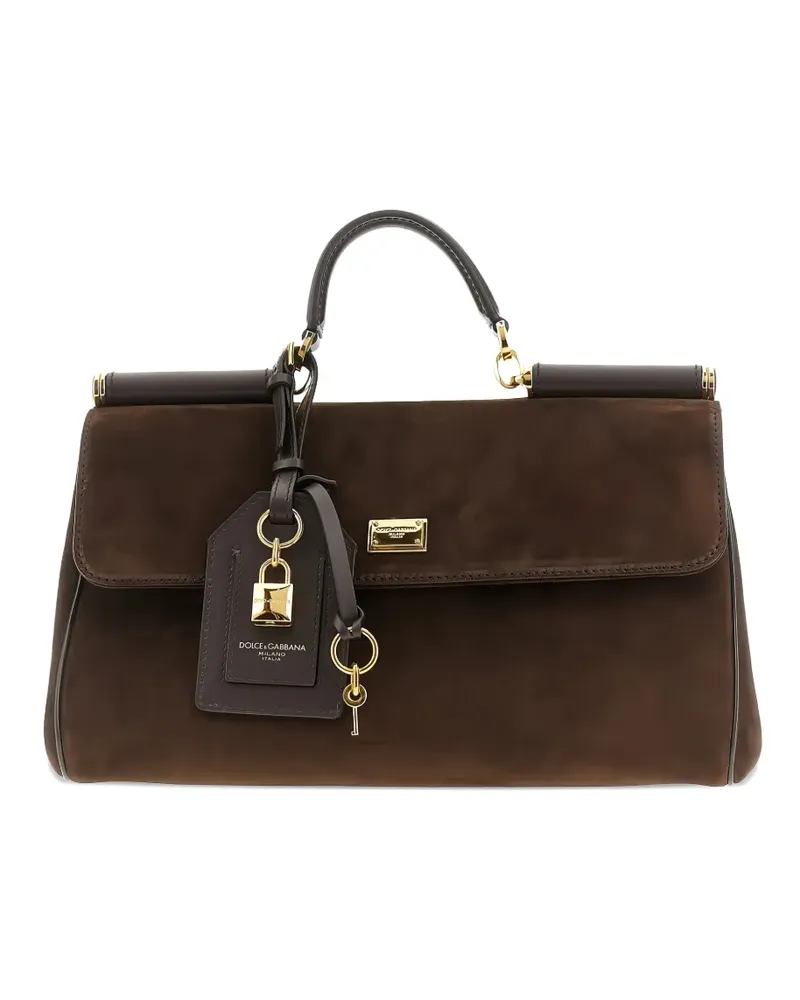 Dolce & Gabbana My Sicily Wildleder-Tote Bag mit Schloss - Braun Braun