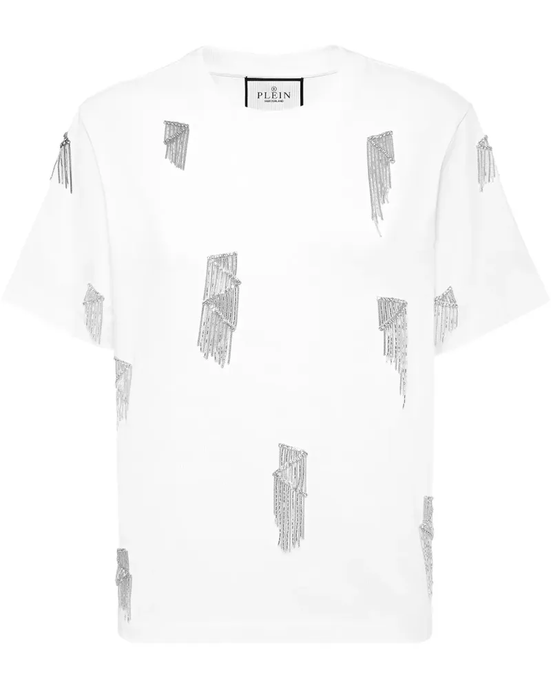 Philipp Plein T-Shirt mit Fransen - Weiß Weiß