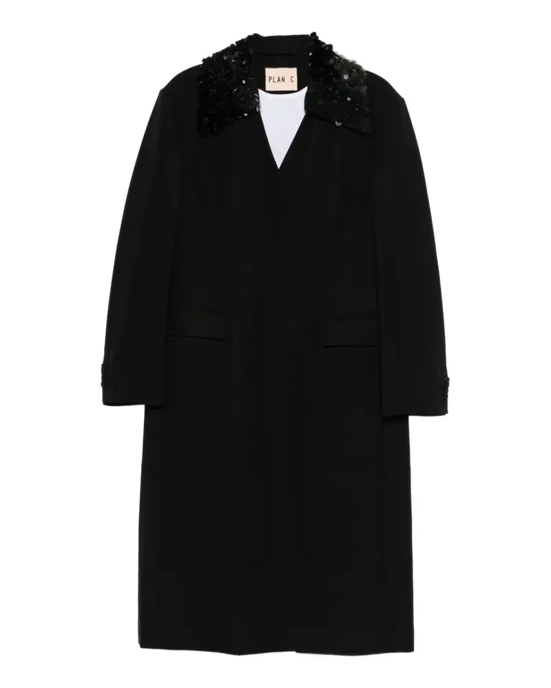 PLAN C sequin-embellishment coat - Schwarz Schwarz