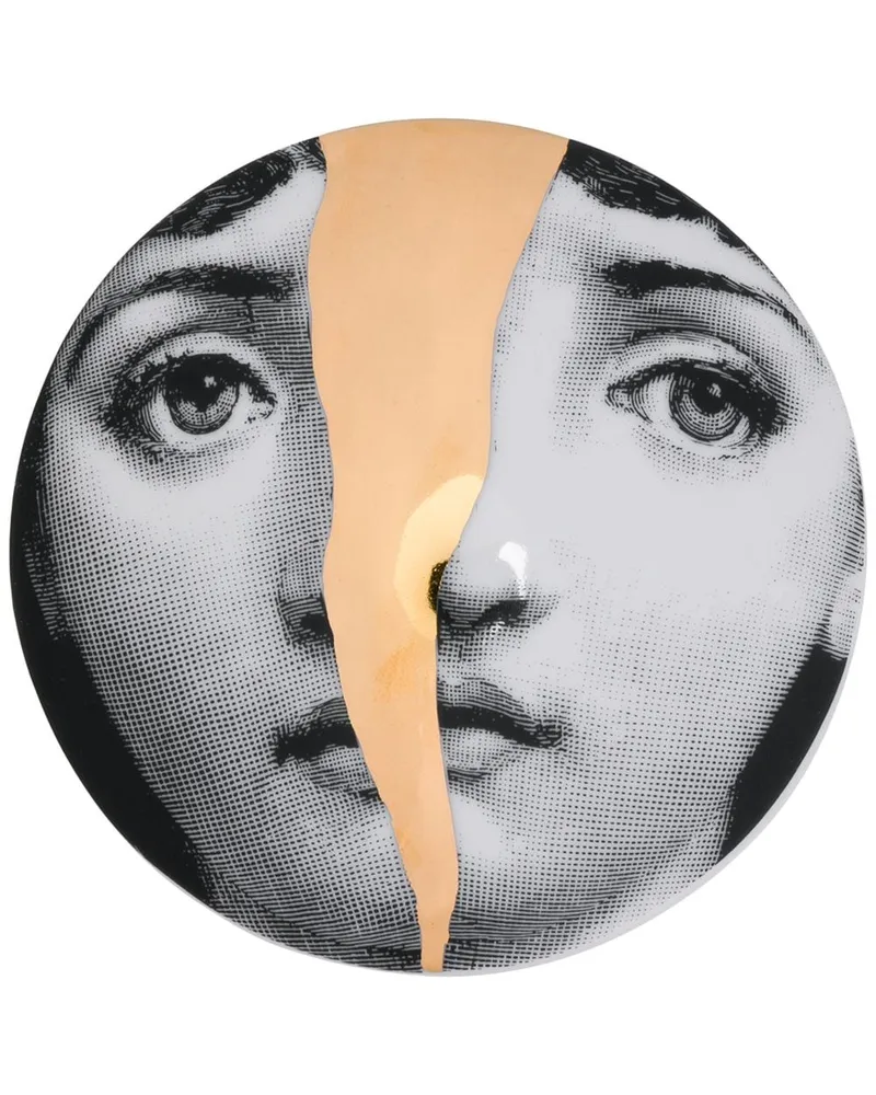 Fornasetti Schale mit Gesicht-Print Schwarz