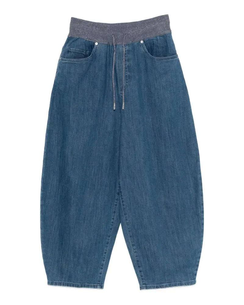 PANICALE Cashmere drawstring cropped trousers - Blau Blau