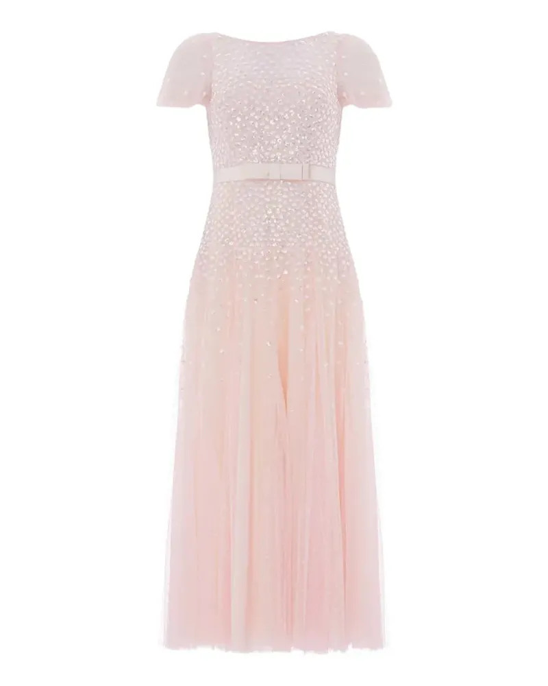 Needle & Thread Cascade Bow short-sleeve maxi gown - Rosa Rosa