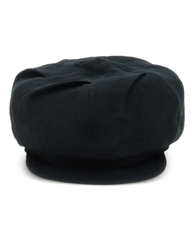 Yohji Yamamoto Tuck Casquette linen cap - Schwarz Schwarz
