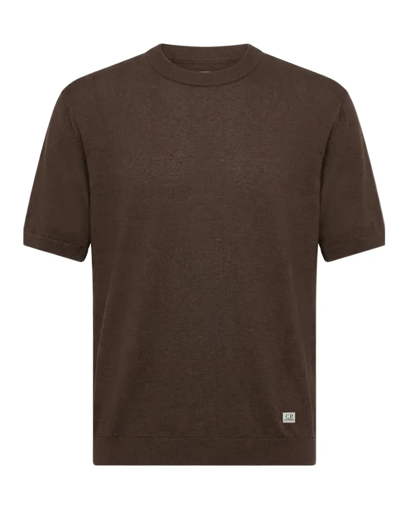 C.P. Company ribbed-trim logo-patch T-shirt - Grün Grün