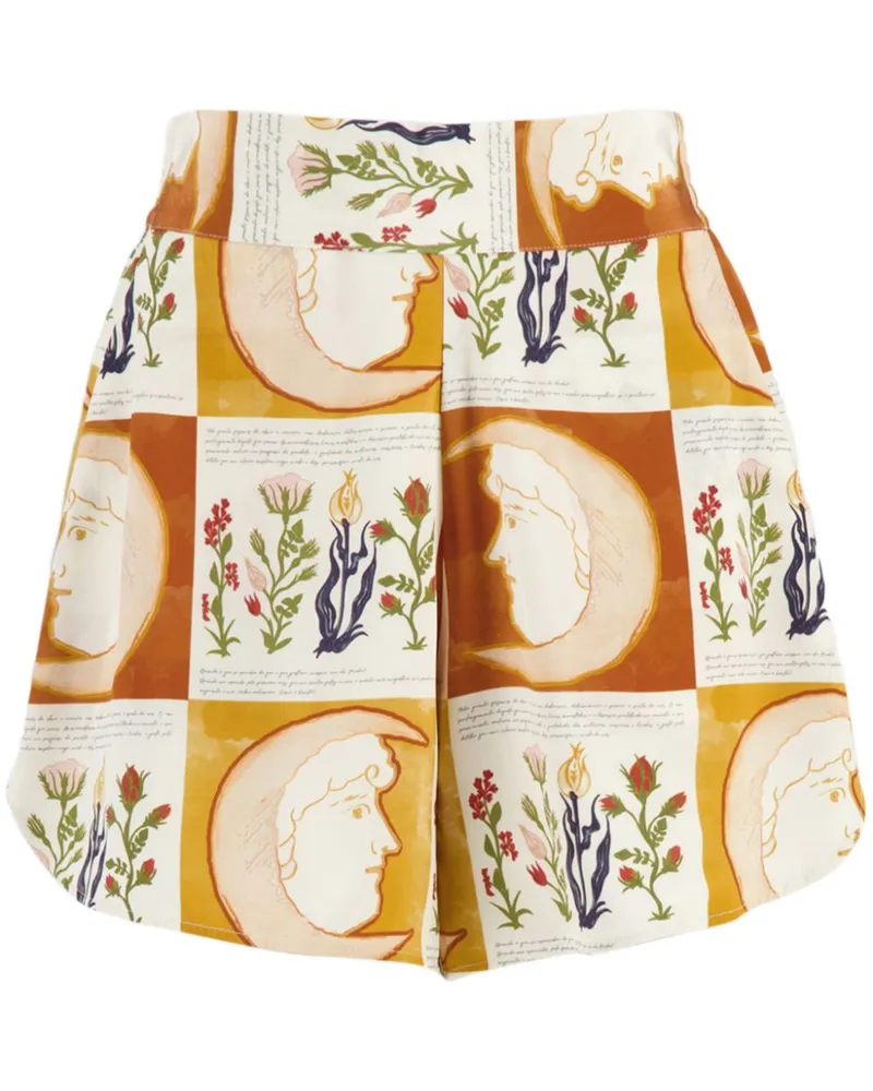 PAULA Krepp-Shorts mit Print - Gelb Gelb