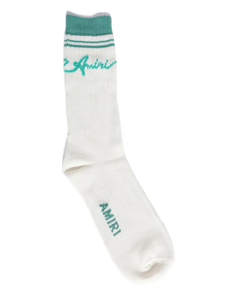 Amiri Gestreifte Socken mit Logo - Weiß Weiß