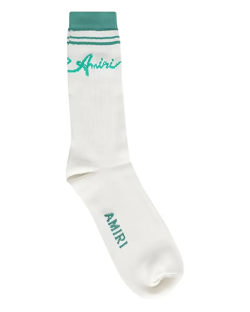 Amiri stripe-logo socks - Weiß Weiß