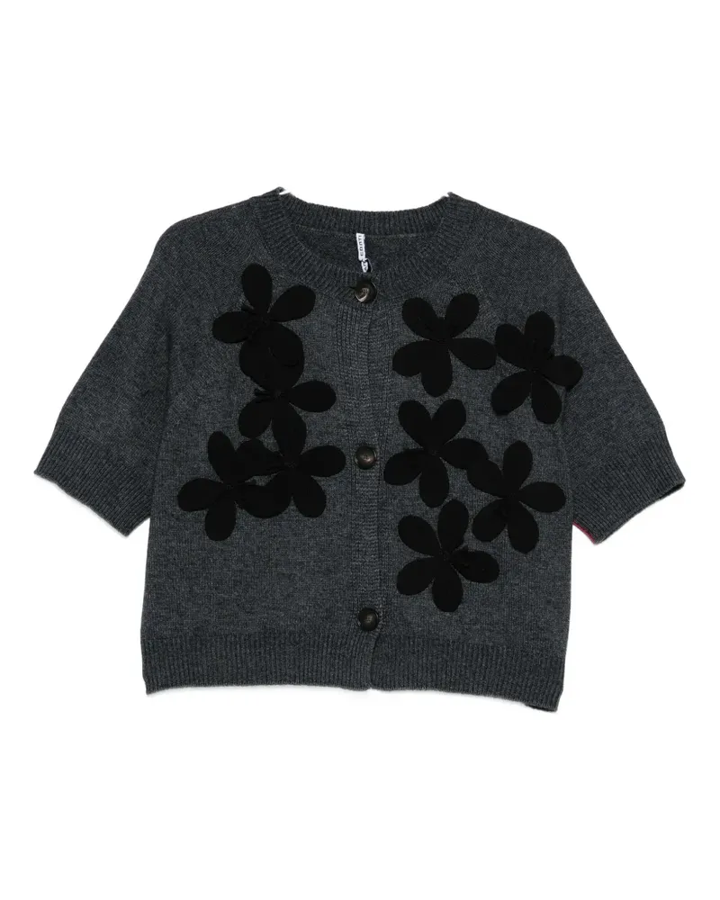 Liviana Conti Cardigan mit Blumenapplikation - Grau Grau