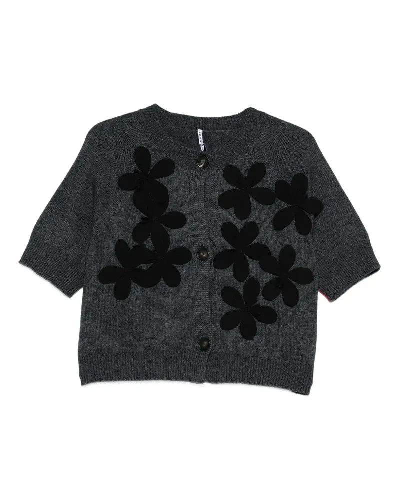 Liviana Conti Cardigan mit Blumenapplikation - Grau Grau