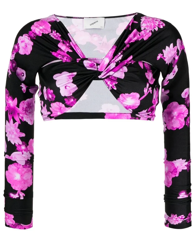COPERNI Cropped-Oberteil mit Blumen-Print - Schwarz Schwarz