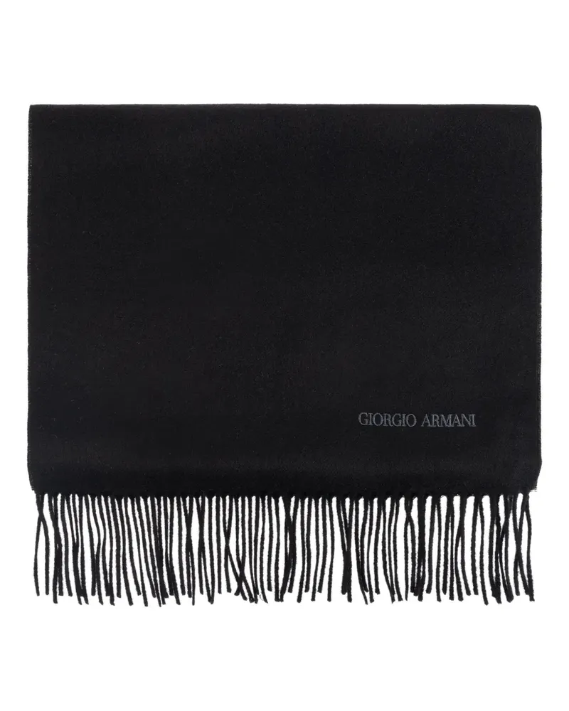 Giorgio Armani Schal mit Fransen - Schwarz Schwarz