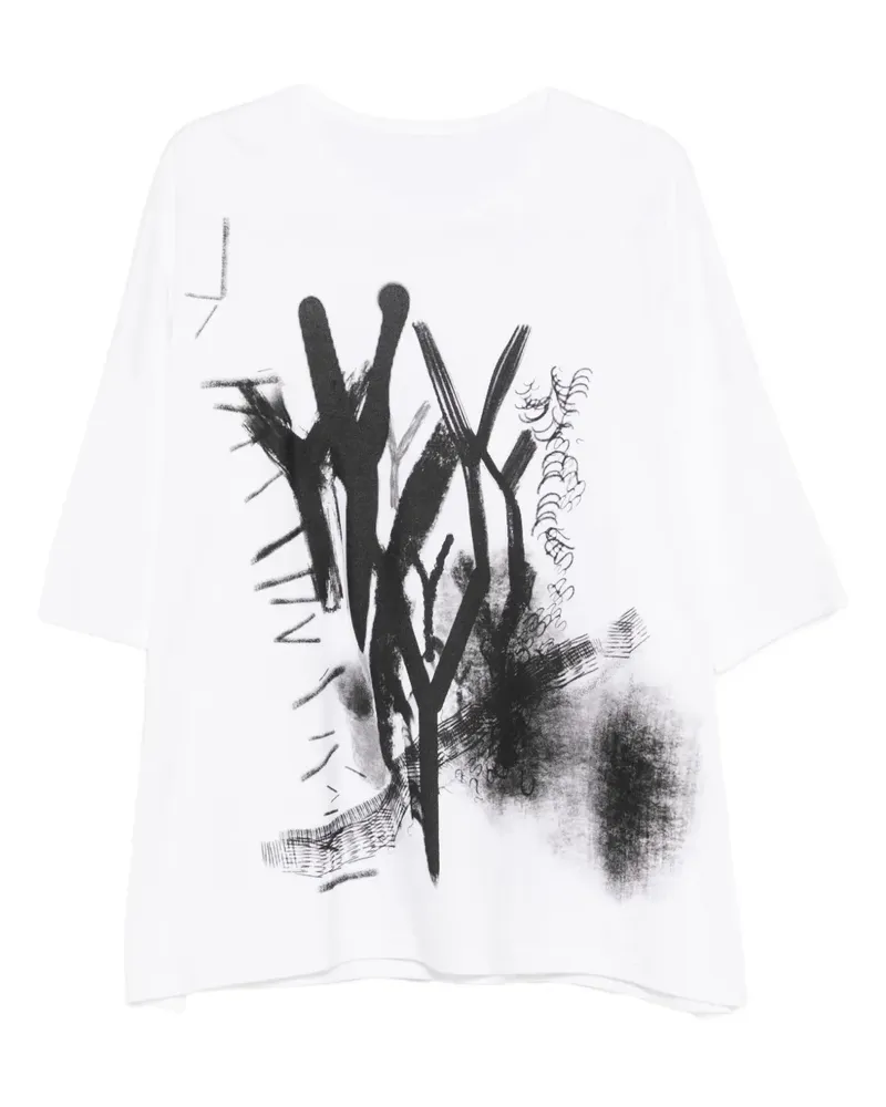 Yohji Yamamoto T-Shirt mit Print - Weiß Weiß