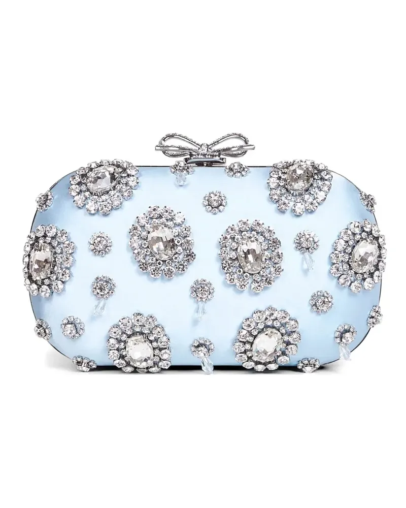Self-Portrait crystal-embellished bow clutch bag - Blau Blau