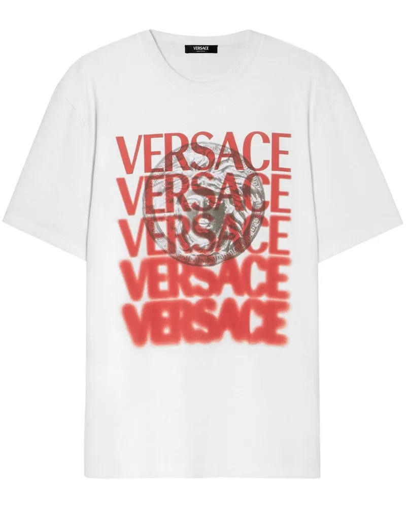 Versace T-Shirt mit Logo-Print - Weiß Weiß