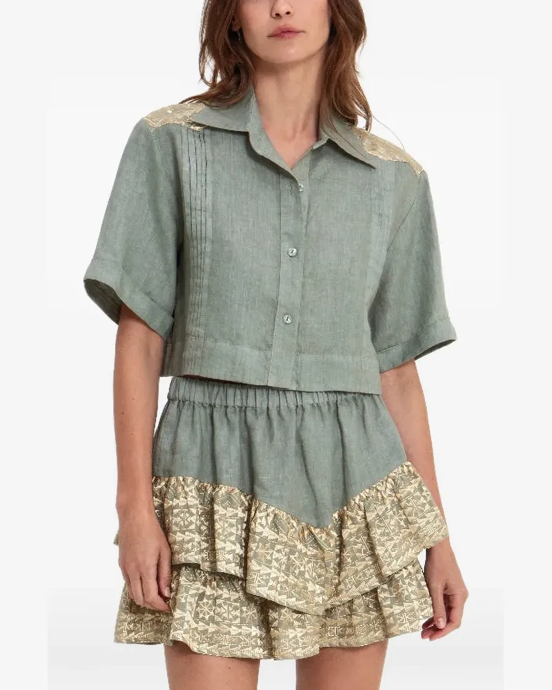 Greek Archaic Kori geometric-print-detail shirt - Grün Grün