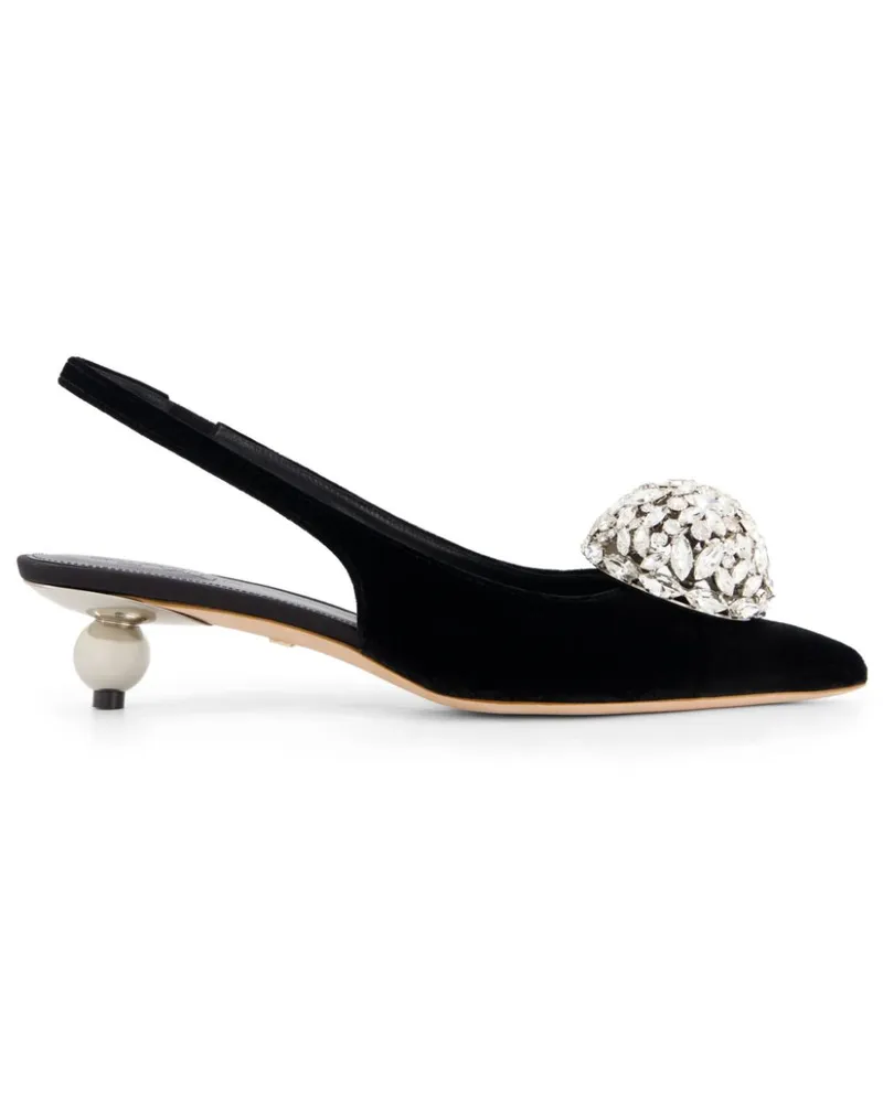 Giambattista Valli Slingback-Pumps mit Kristallen 35mm - Schwarz Schwarz