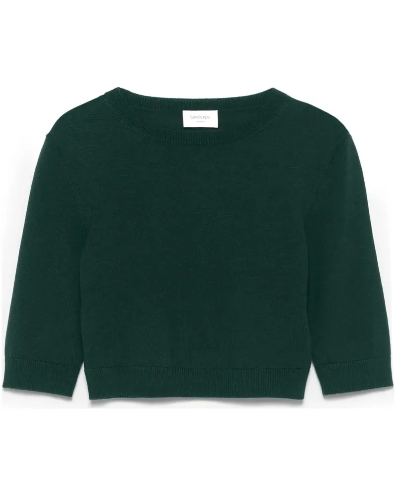 Saint Laurent Cropped-Top aus Wolle - Grün Grün