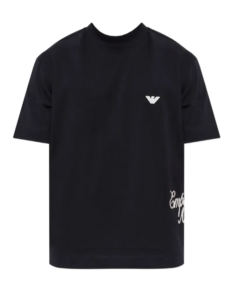 Emporio Armani T-Shirt mit Logo-Stickerei - Blau Blau