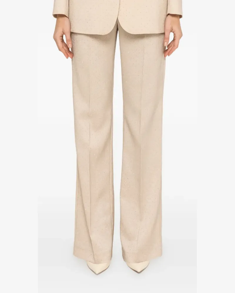 NISSA rhinestone-embellished trousers - Nude Nude