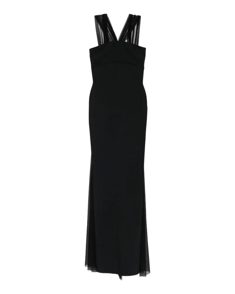 Chiara Boni Eridani Illusion tulle-panelled halterneck maxi dress - Schwarz Schwarz