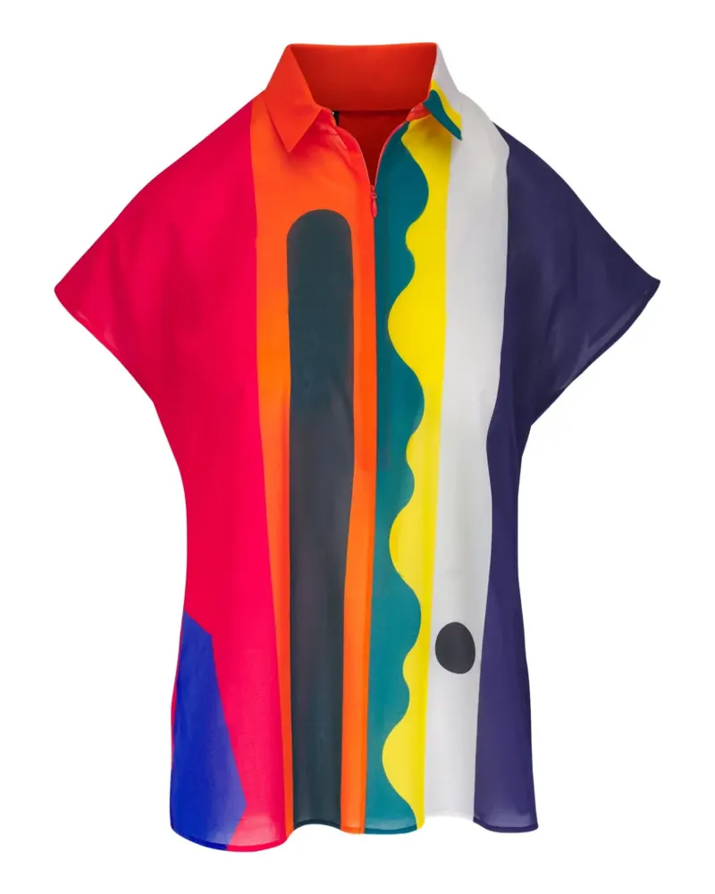 Akris abstract-print zip-fastening blouse - Orange Orange