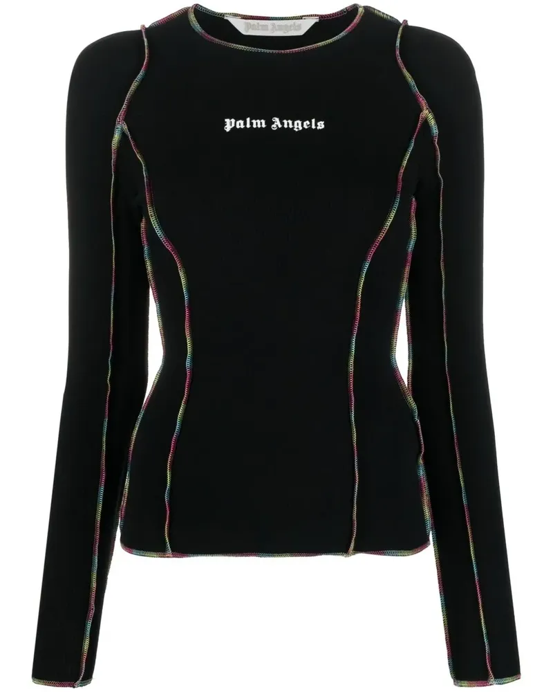 Palm Angels Geripptes Langarmshirt - Schwarz Schwarz