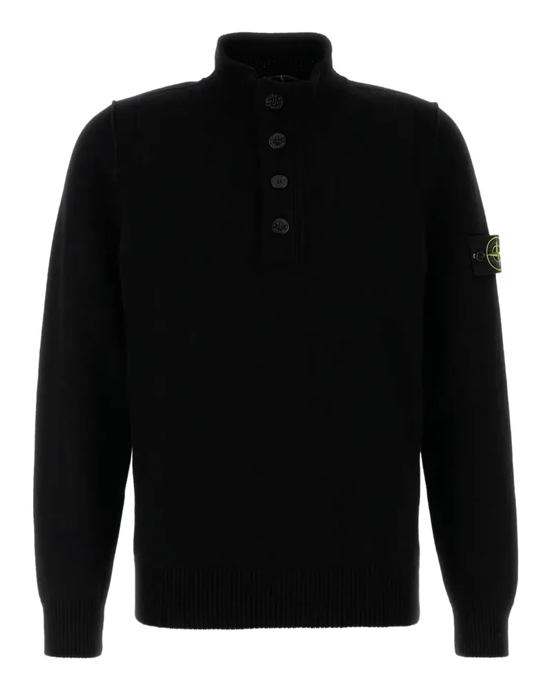 Stone Island Half-Button-Pullover mit Stehkragen - Schwarz Schwarz