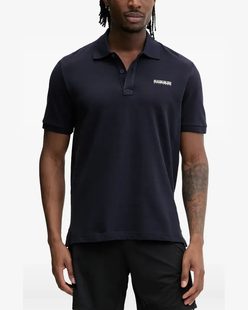 Napapijri Piqué-Poloshirt mit Logo-Patch - Blau Blau