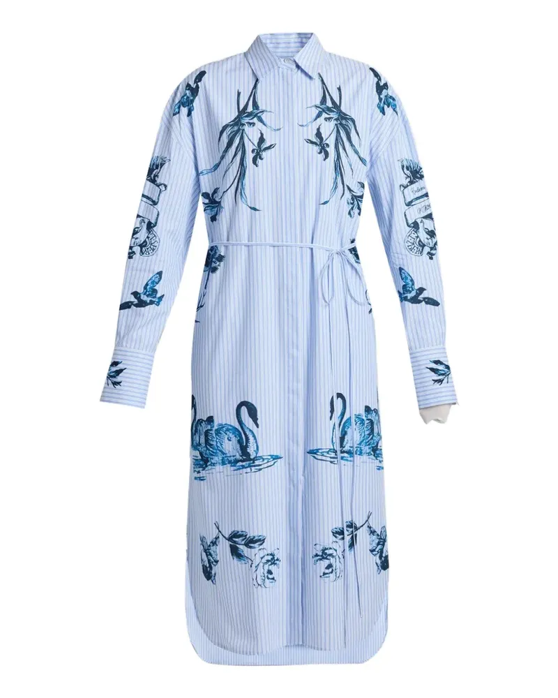 Erdem Tattoo Toile De Jouy stripe shirt dress - Blau Blau