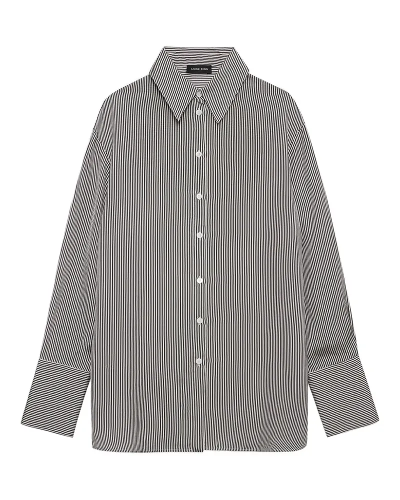 Anine Bing Bridget shirt - white and black mini stripe - Schwarz Schwarz