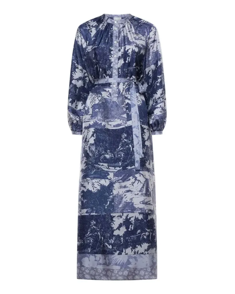 Pierre-Louis Mascia Aloe floral-pattern midi dress - Blau Blau