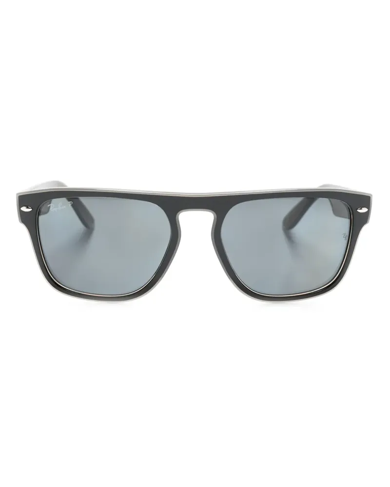 Ray Ban Eckige Sonnenbrille mit Logo-Schild - Schwarz Schwarz