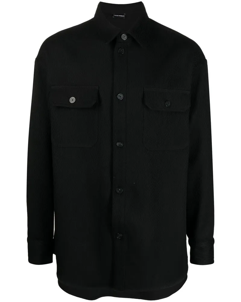Emporio Armani Hemdjacke aus Wolle - Schwarz Schwarz