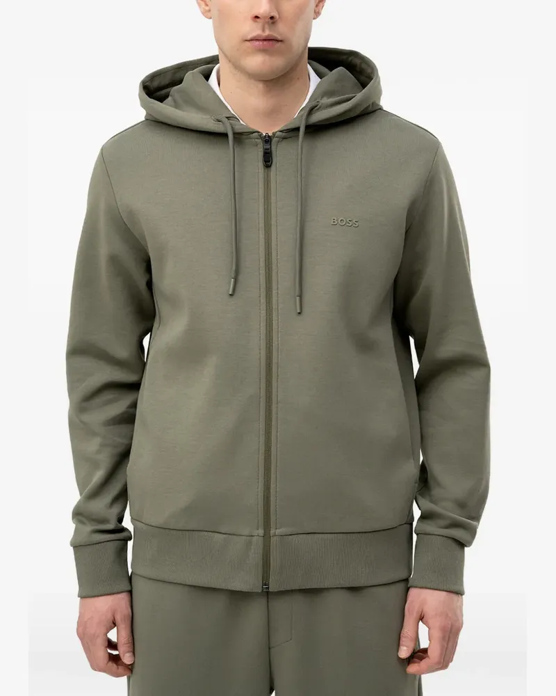 HUGO BOSS Kapuzenjacke mit Logo-Print - Grün Grün