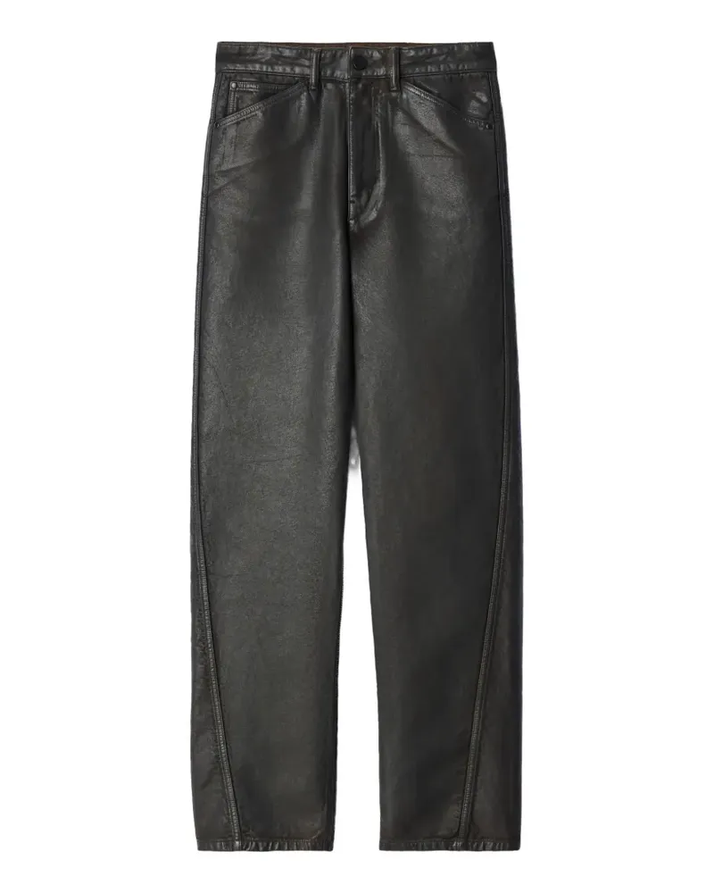 Christophe Lemaire Verdrehte Five-Pocket-Hose aus beschichtetem Denim - Schwarz Schwarz