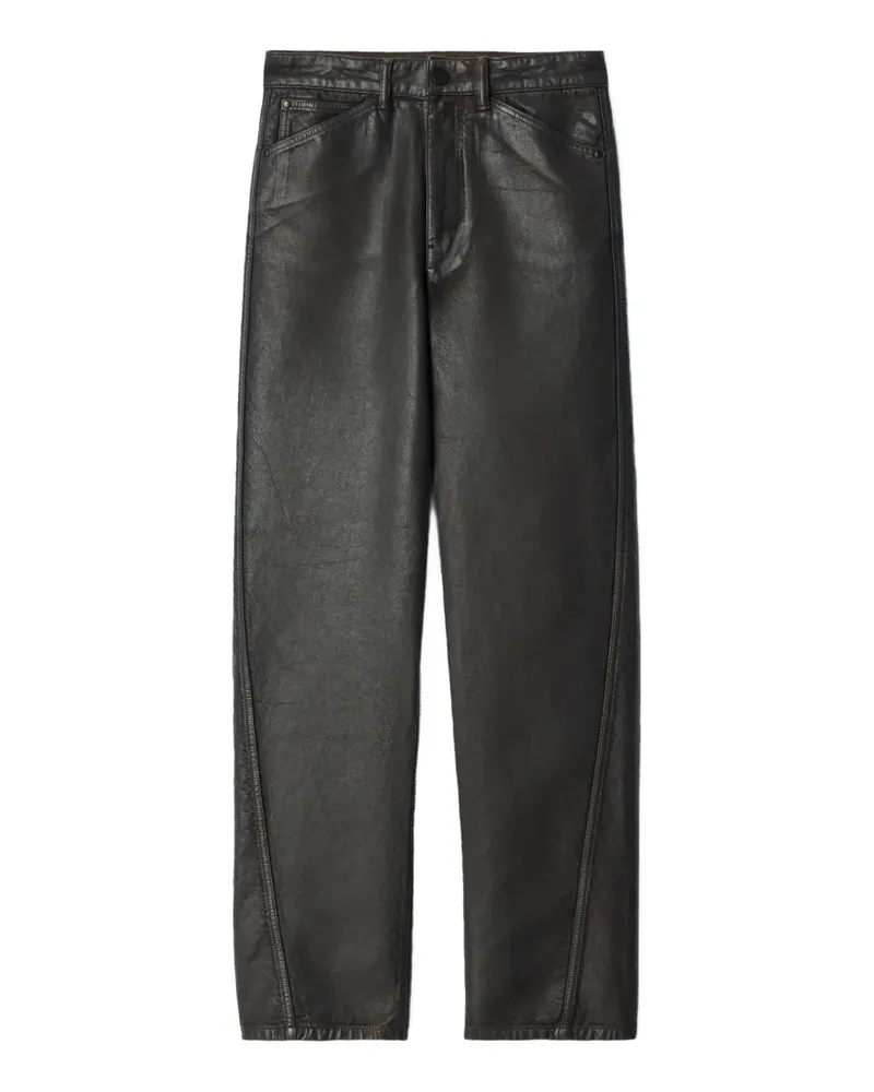 Christophe Lemaire Verdrehte Five-Pocket-Hose aus beschichtetem Denim - Schwarz Schwarz