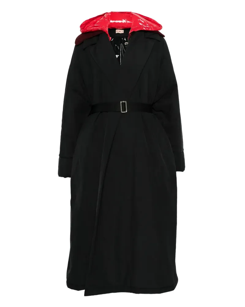 PLAN C Trenchcoat mit Kontrastkapuze - Schwarz Schwarz