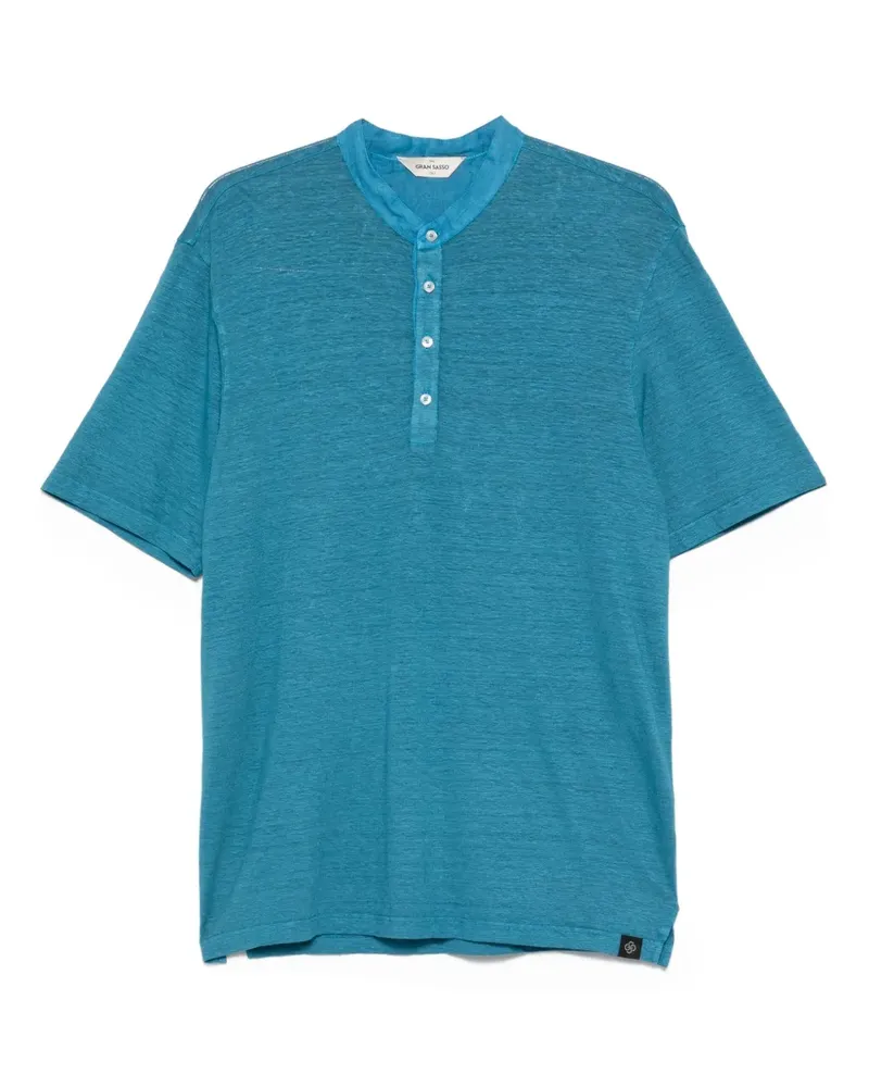 Gran Sasso T-Shirt mit Henley-Kragen - Blau Blau