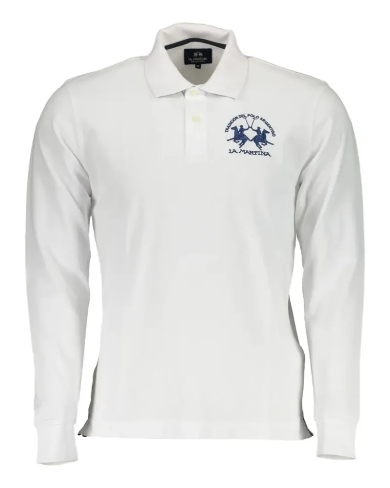 La Martina logo-embroidered long-sleeve polo shirt - Weiß Weiß