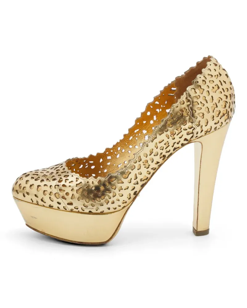 Sergio Rossi leather platform slip-on pumps - Gold Gold